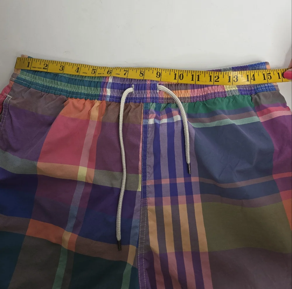 Ralph Lauren Men's Classic Plaid Swim Trunks Size Large